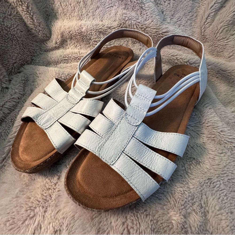 Earth Origins Laney Leather Slingback Sandals Women’s 9.5 Wide White EUC